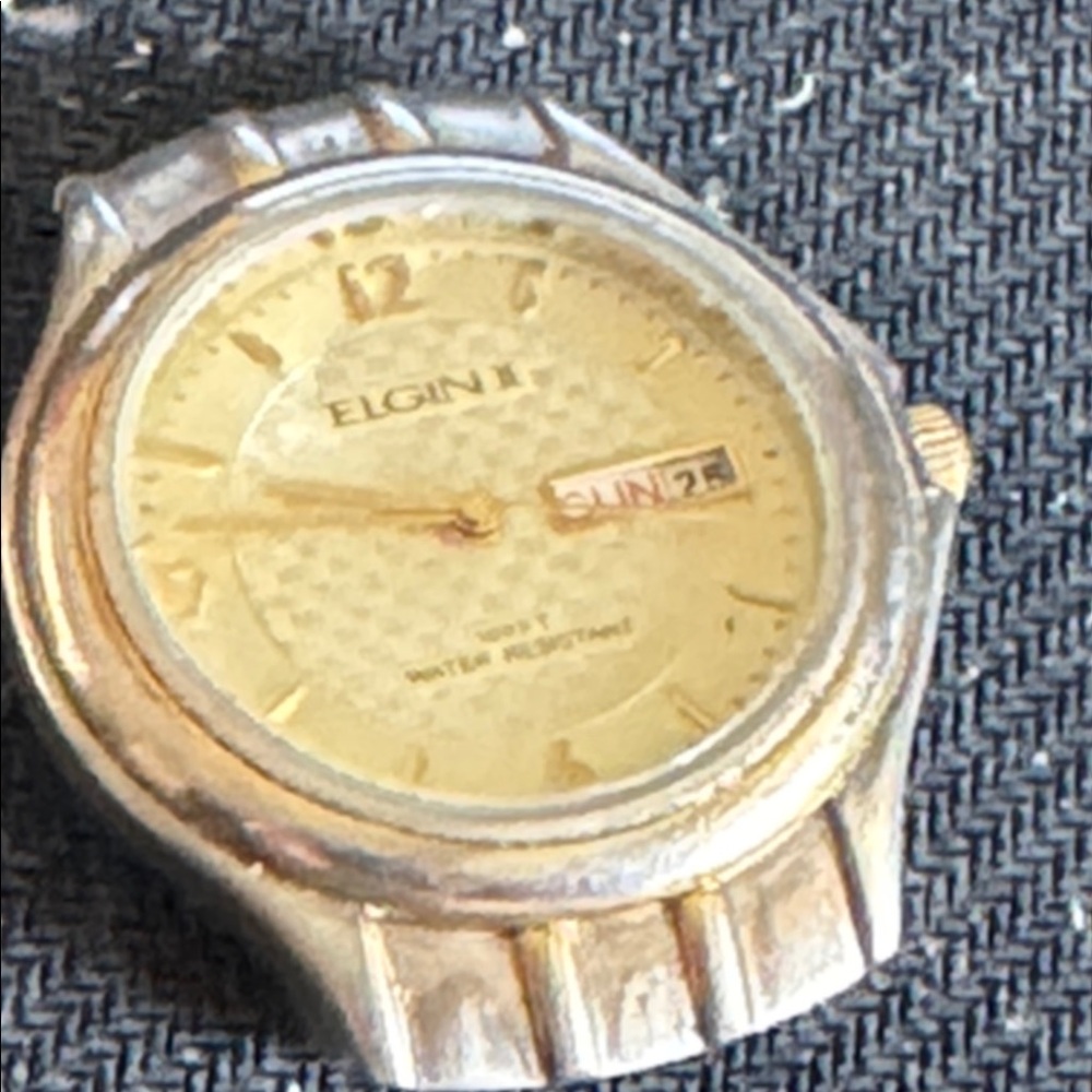 Gold-Tone Men's Dress Watch with Day-Date by Elgin